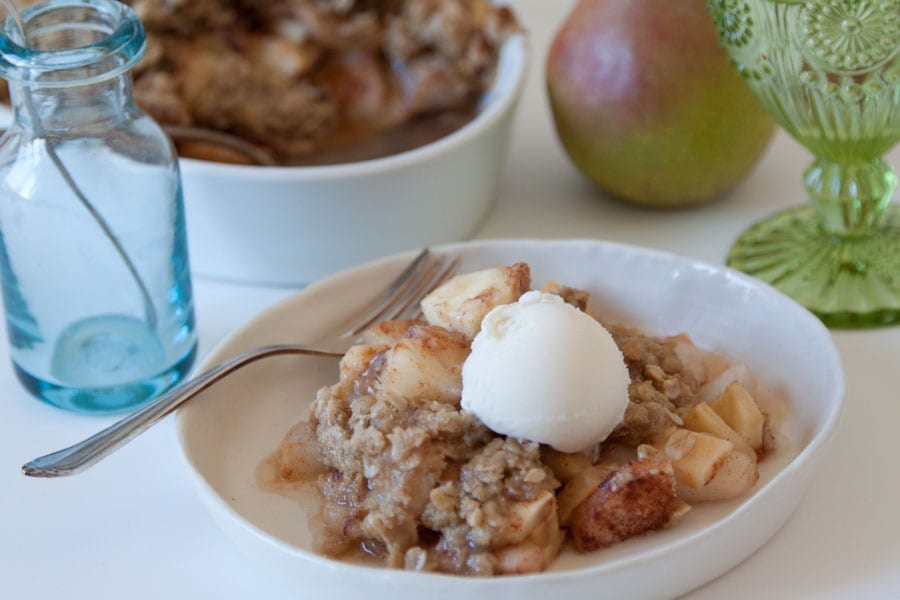 apple & pear crisp with crystalized ginger