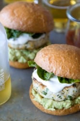 Cheddar, Jalapeno Chicken Burgers w: Guacamole