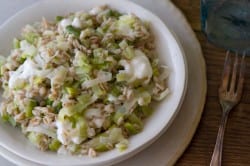 Creamy Buttered Leeks with Farro and Burrata from What's Gaby Cooking