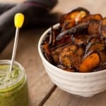 Thumbnail image for Summer Fest: Eggplant Chips with Cilantro Pesto