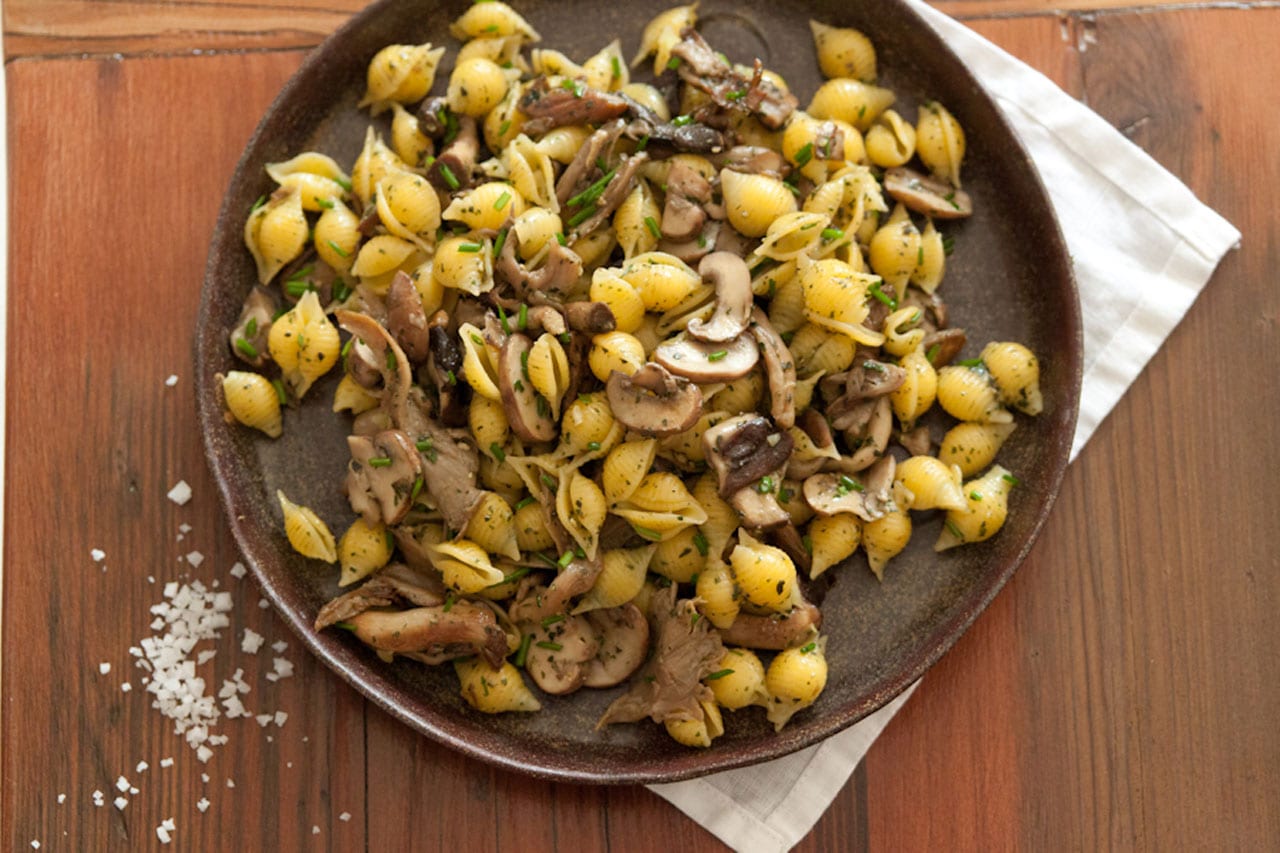 Mushroom Chive Pasta from www.whatsgabycooking.com