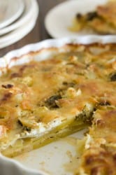 Pesto and Goat Cheese Gratin