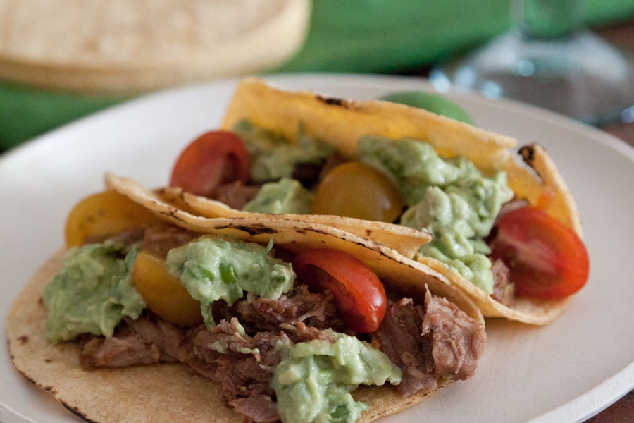 Sweet Pulled Pork Tacos with Avocado Crema