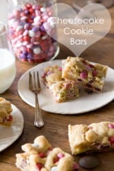 Valentine's Day Cheesecake Cookie Bars