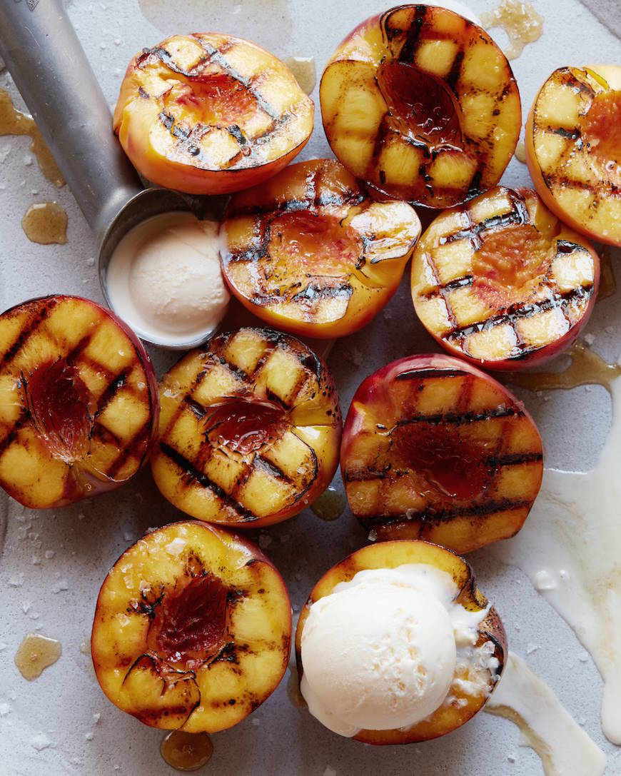 Grilled Peaches with Vanilla Ice Cream from www.whatsgabycooking.com (@whatsgabycookin)