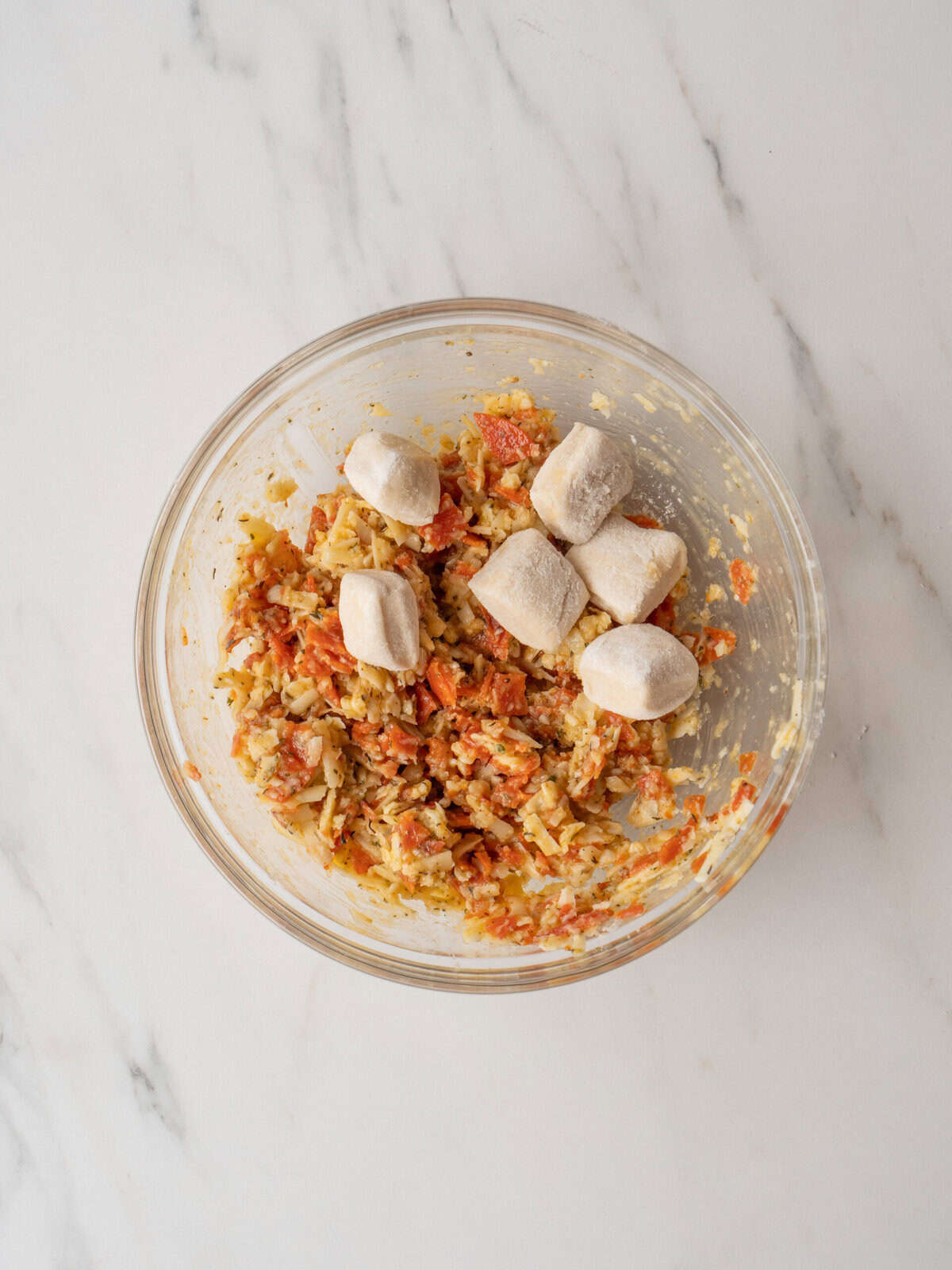 Pepperoni Pizza Monkey Bread Prep