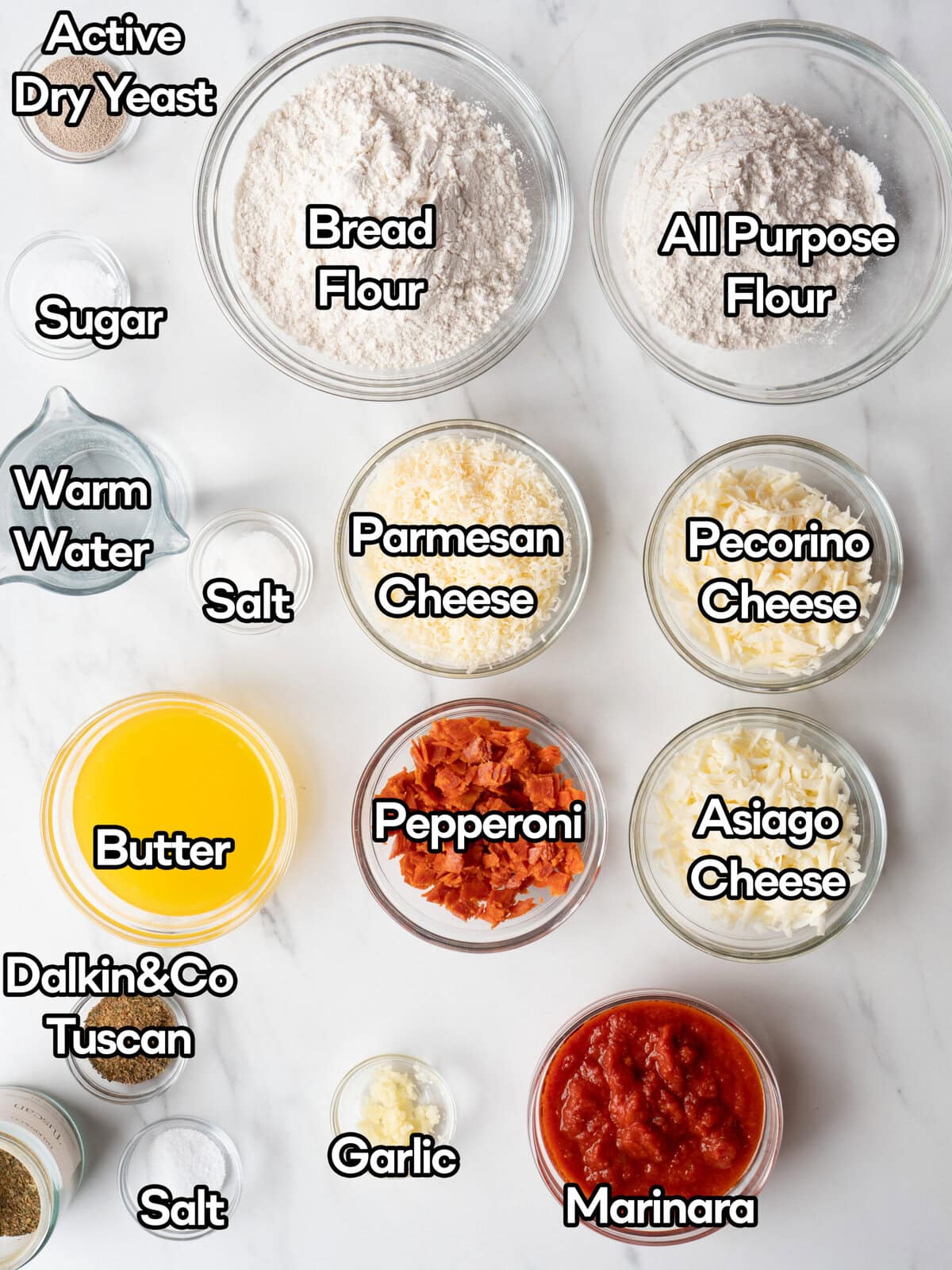 Ingredients for pepperoni pizza monkey bread