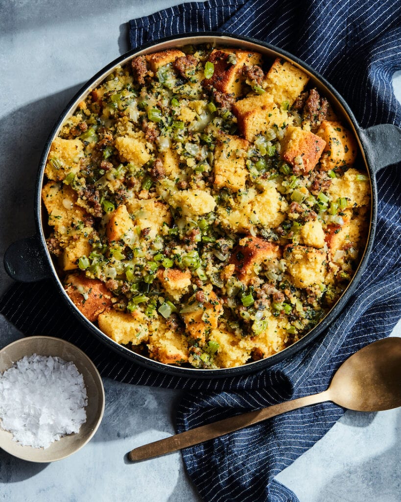 Thanksgiving Dinner Cornbread Stuffing with Sausage from www.whatsgabycooking.com (@whatsgabycookin)