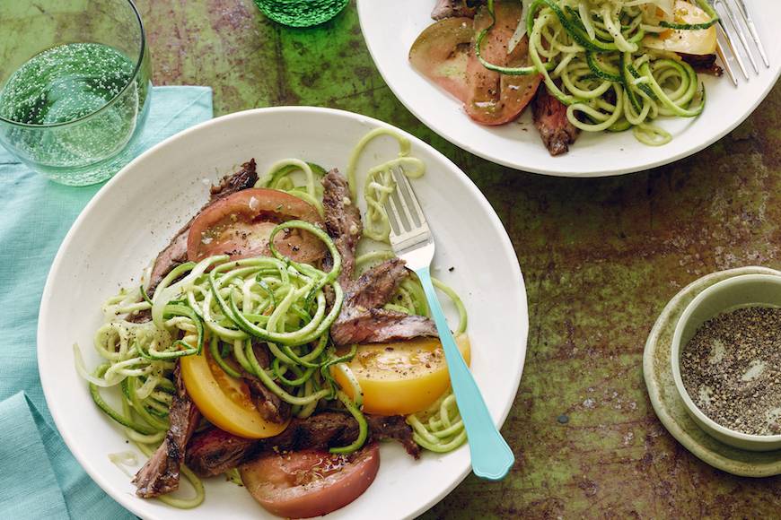 Grilled Flank Steak And Zucchini Noodles What's Gaby Cooking