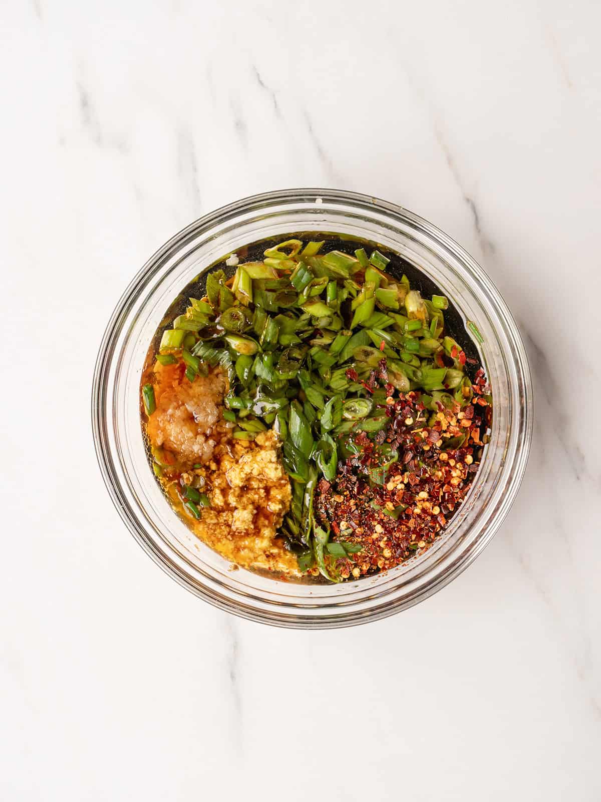 Bowl of chopped herbs and spices