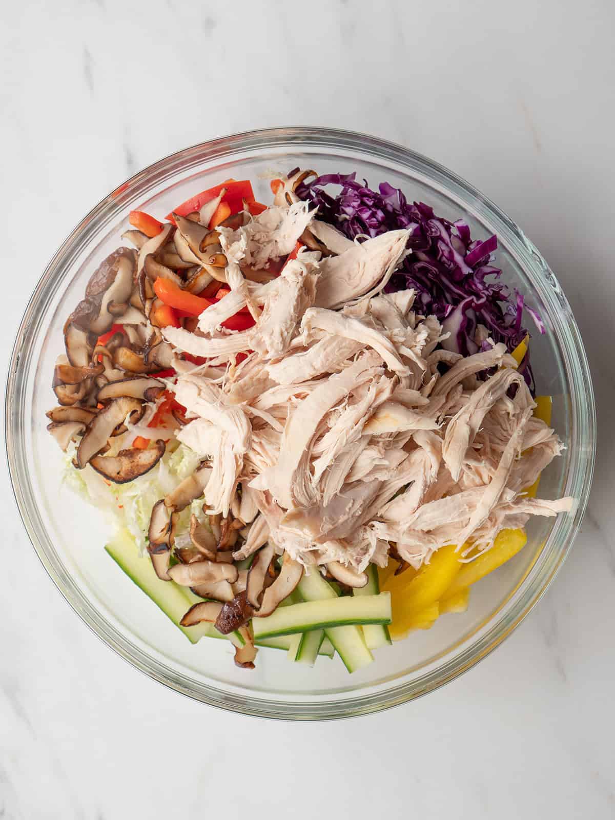 Colorful ingredients for chicken wraps