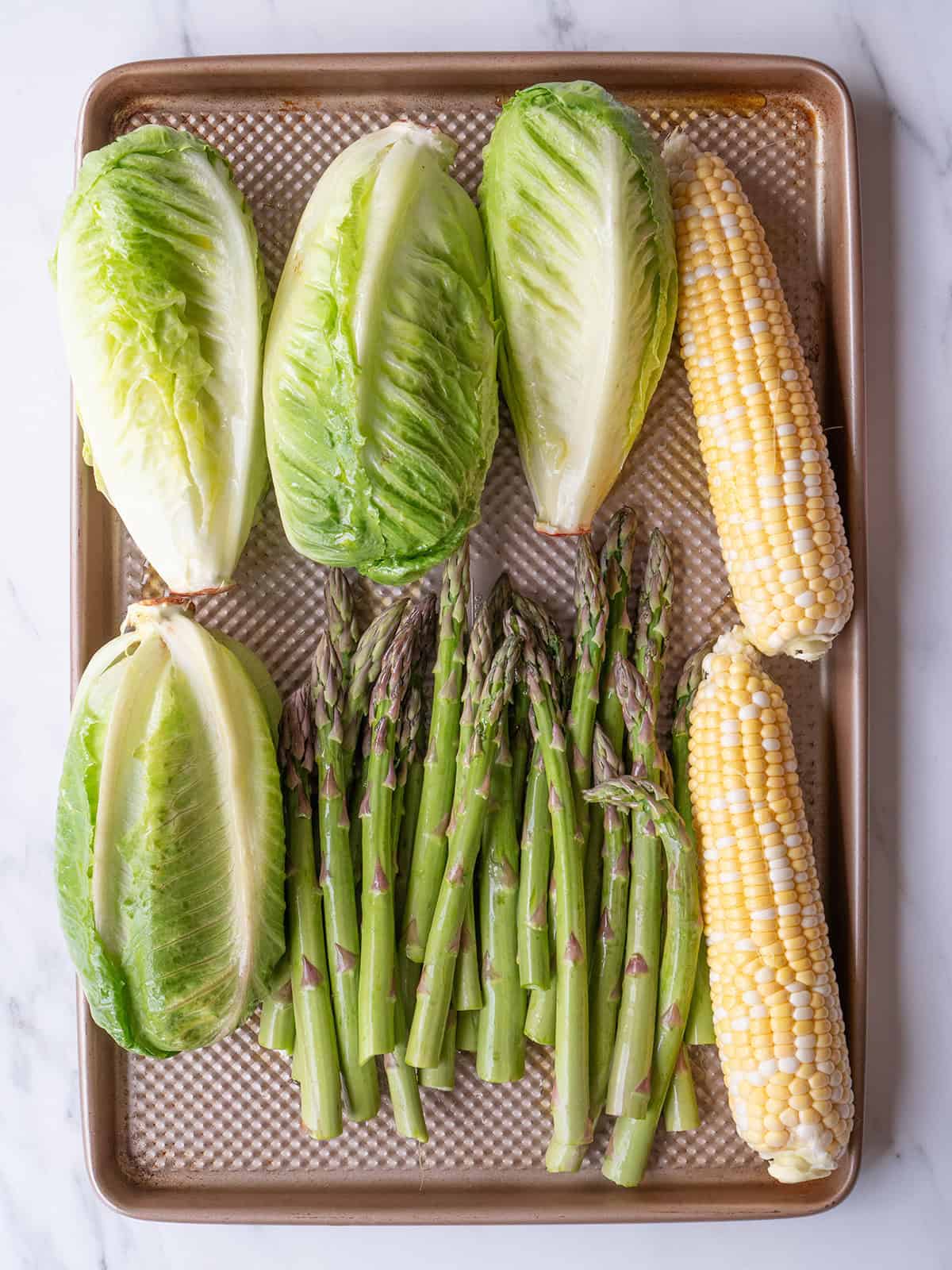 Fresh vegetables on a baking tray