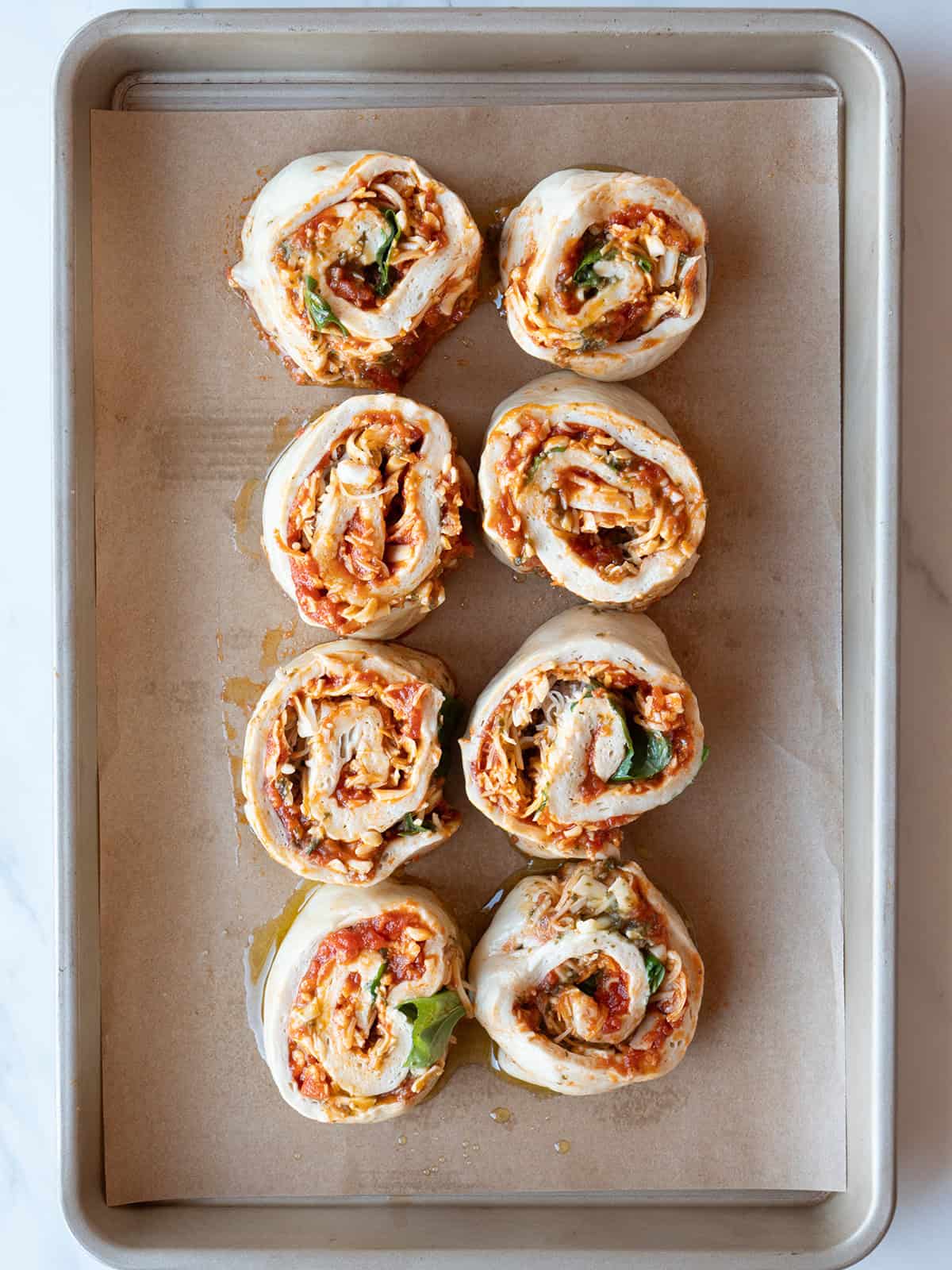 Savory rolls with tomato and basil