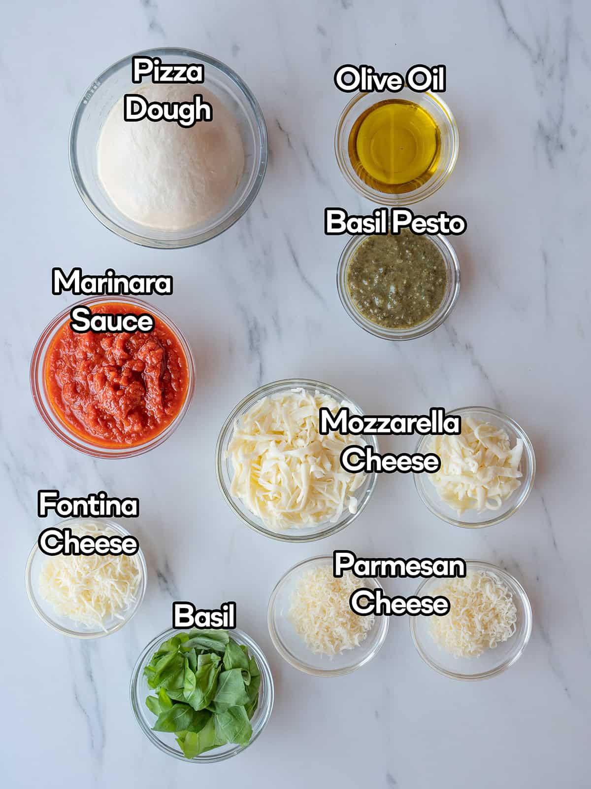 Ingredients for pizza rolls displayed neatly