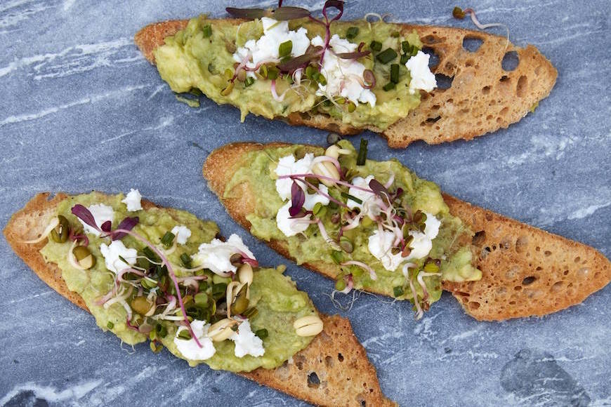 Goat Cheese Avocado Crostini What's Gaby Cooking