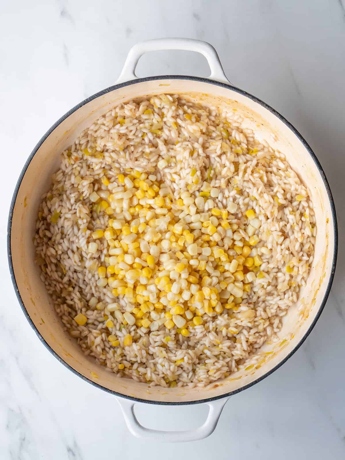 Creamy risotto with sweet corn