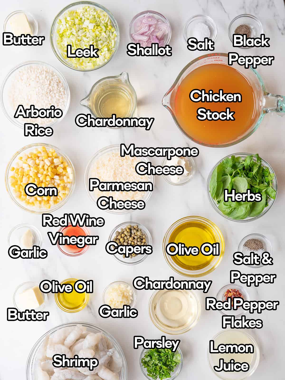 Ingredients for summer corn risotto