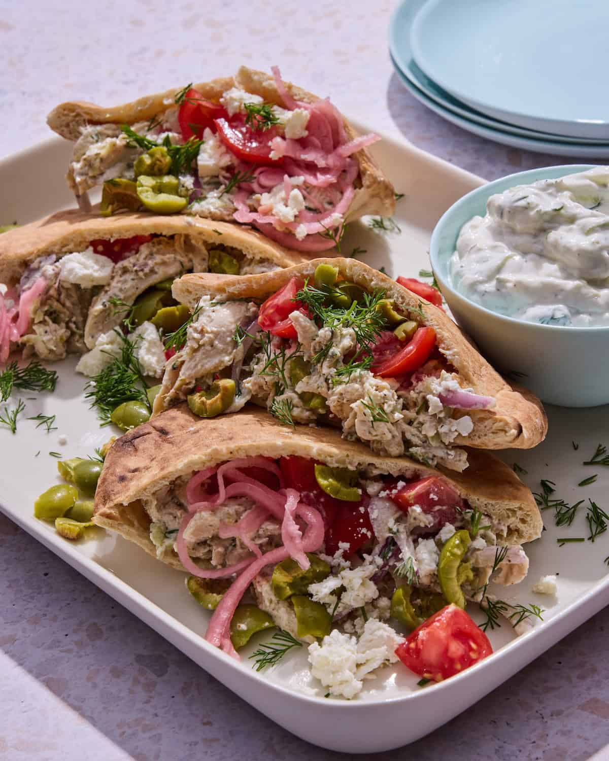 Greek Chicken Stuffed Pitas