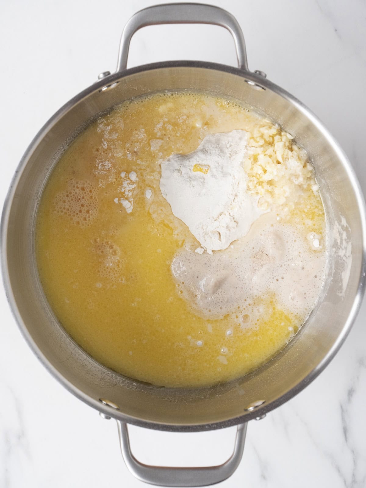 Mixing ingredients in a pot