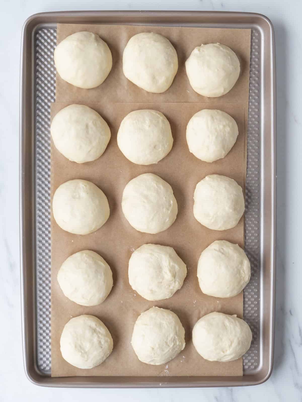 Tray of uncooked dough balls