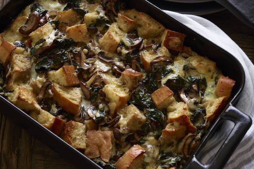 Kale And Mushroom Bread Pudding - What's Gaby Cooking