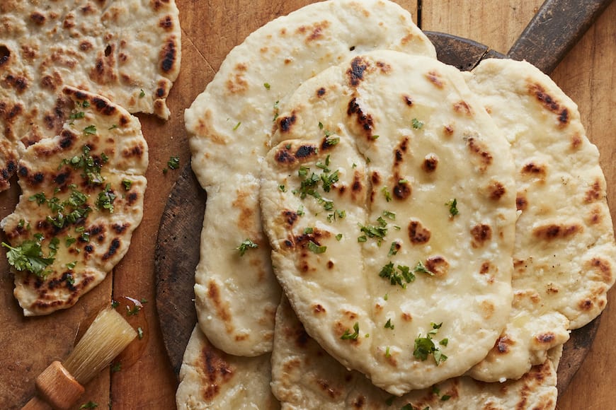 Homemade Naan Bread with Garlic Butter from www.whatsgabycooking.com (@whatsgabycookin)