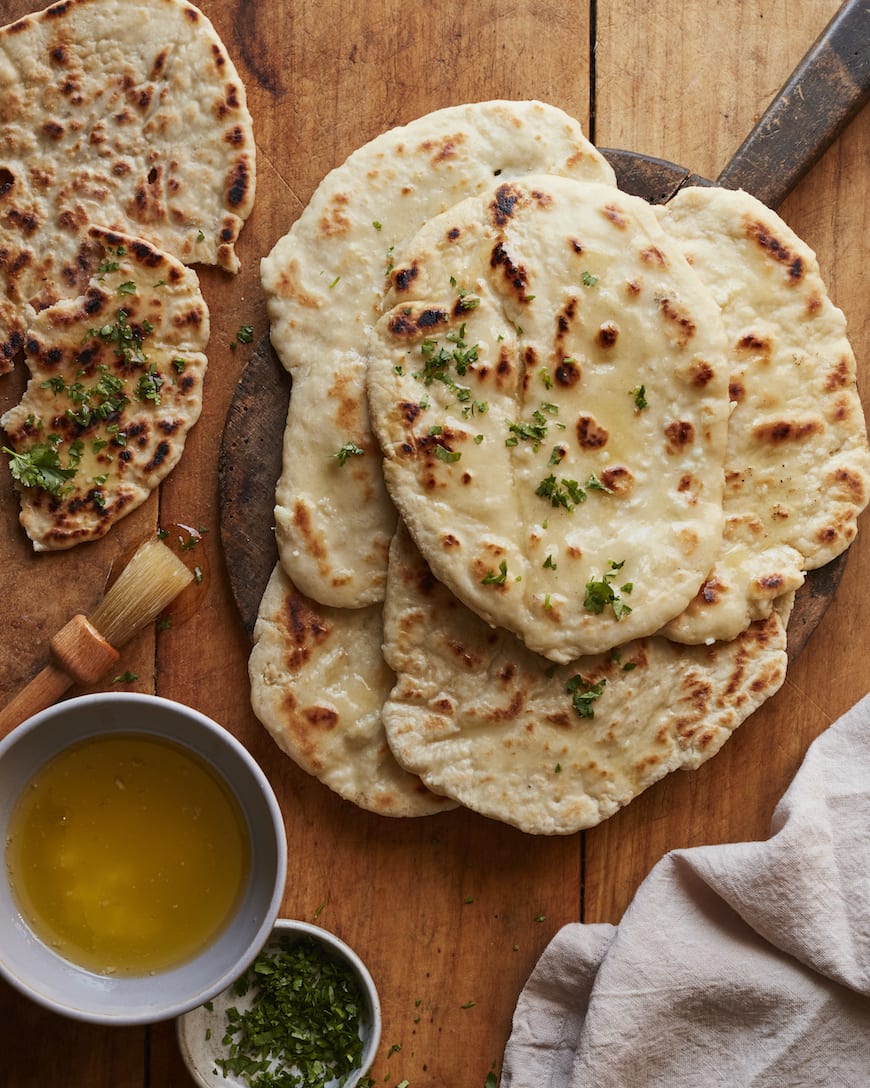 Homemade Naan Bread with Garlic Butter from www.whatsgabycooking.com (@whatsgabycookin)