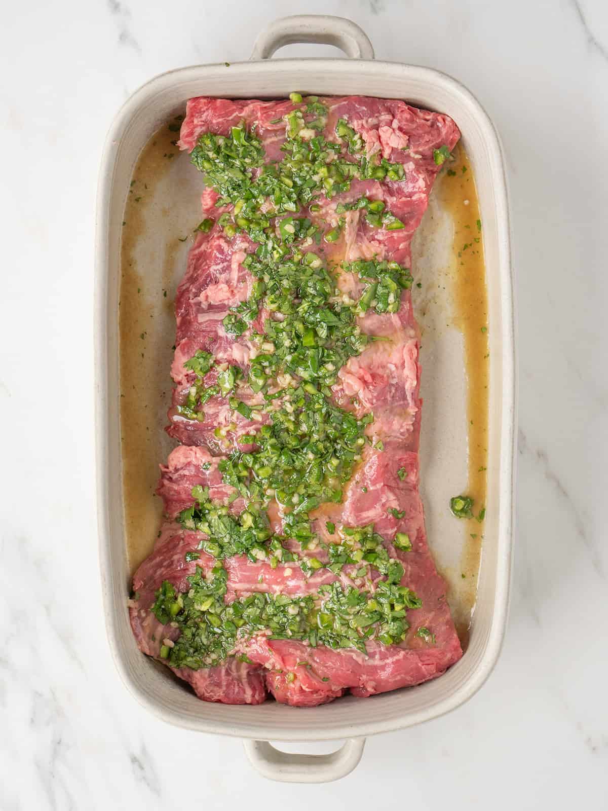 Marinated beef with cilantro and lime