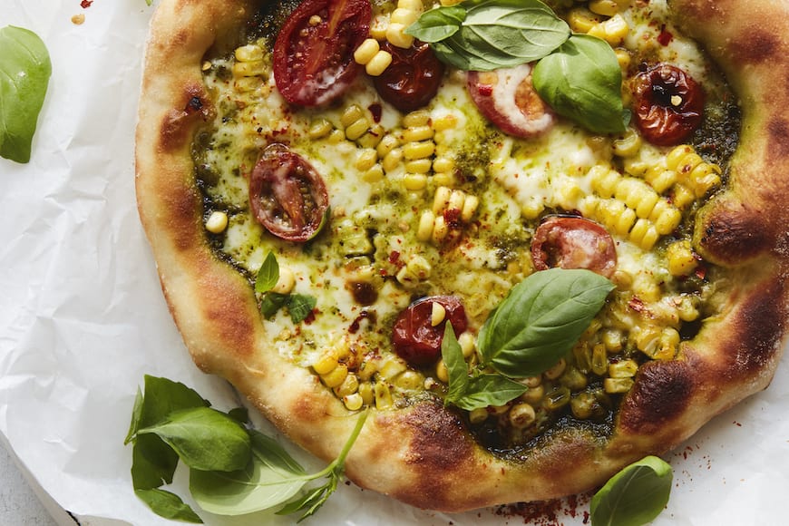 Sweet Corn and Basil Pizza from www.whatsgabycooking.com (@whatsgabycookin)