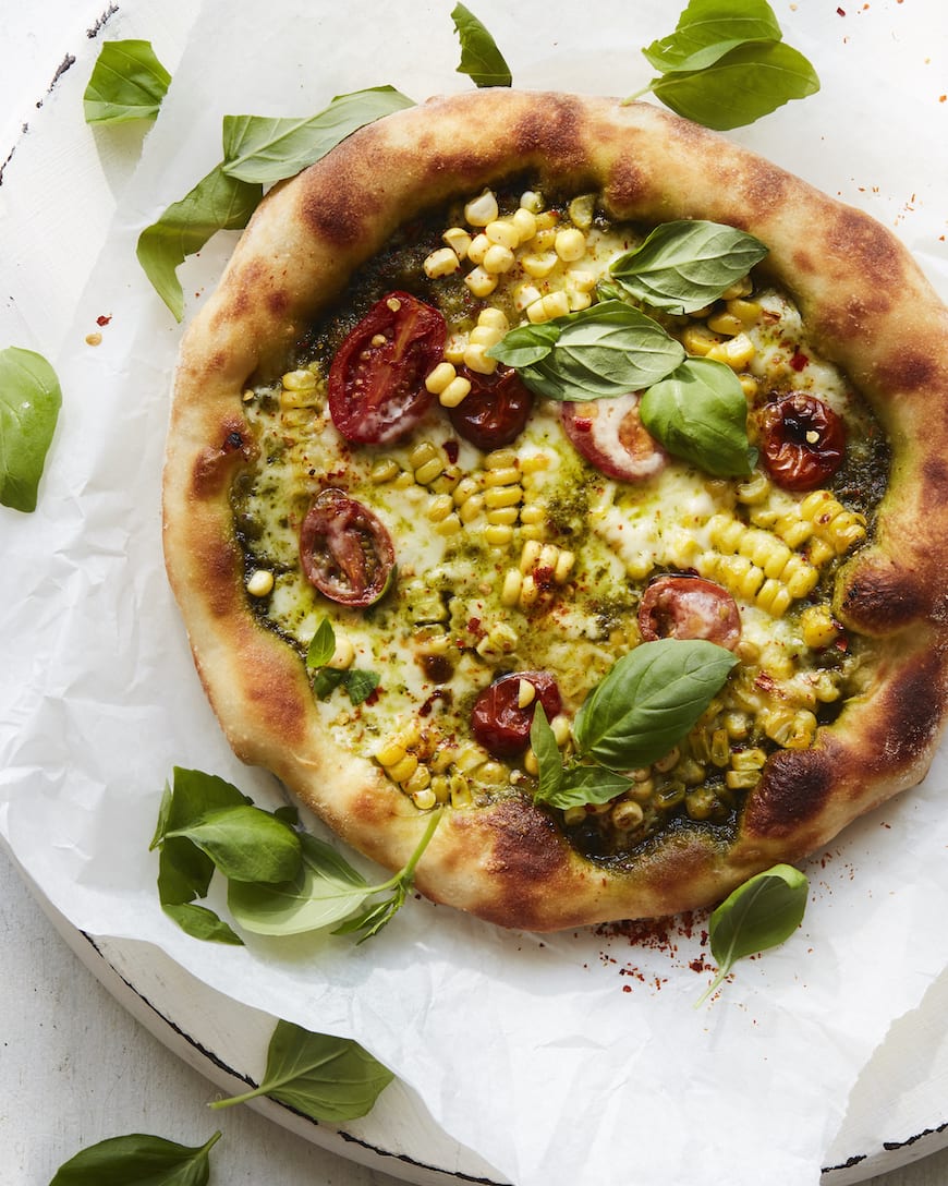 Sweet Corn and Basil Pizza from www.whatsgabycooking.com (@whatsgabycookin)