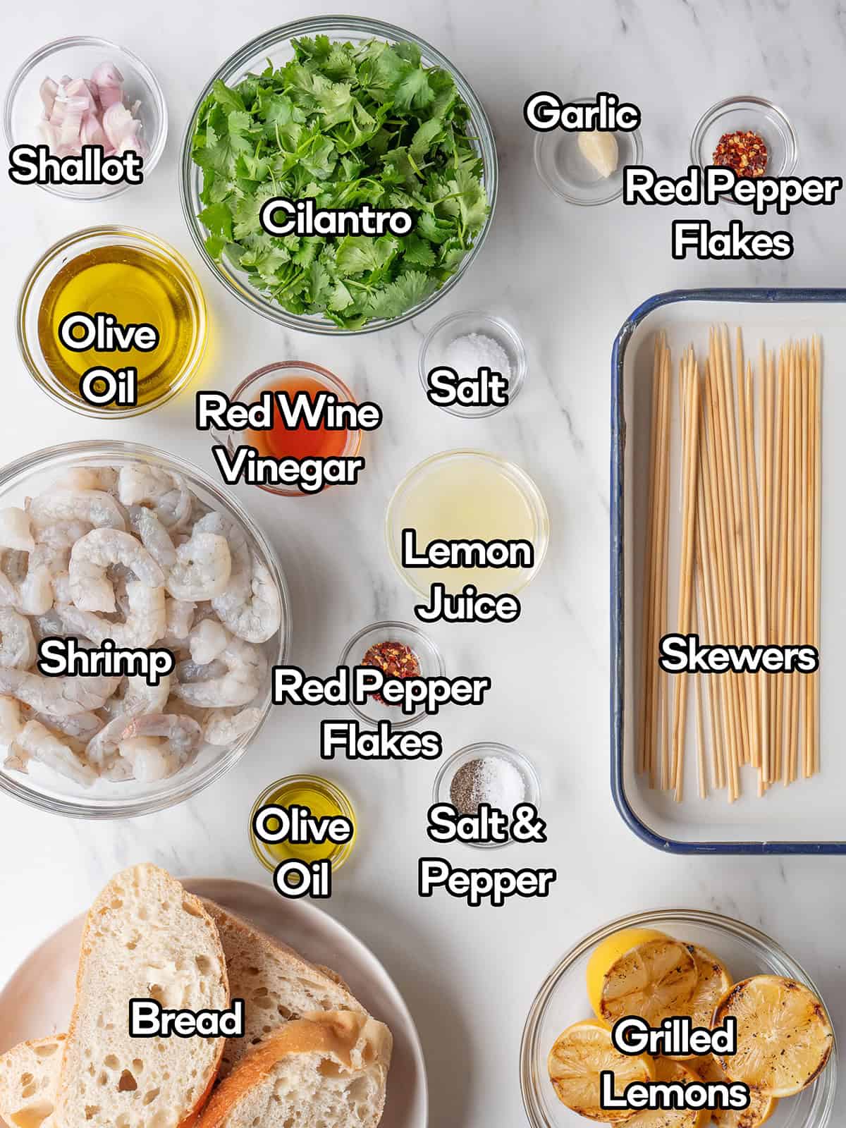 Ingredients for grilled shrimp dish