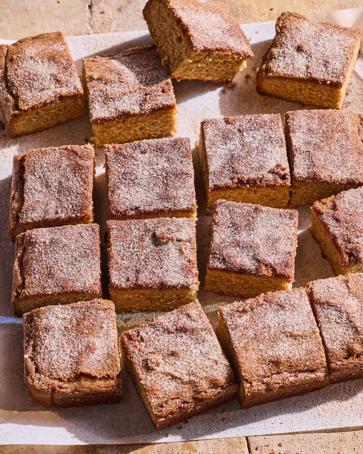 Squares of cinnamon sugar blondies