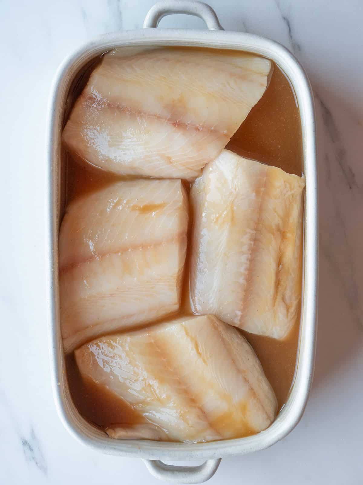 Black cod fillets coated in white miso marinade