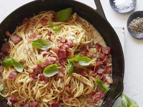 Brie, Bacon and Basil Pasta
