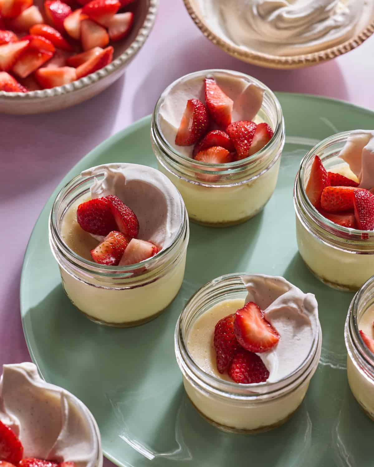 Mini Mason Jar Strawberry Cheesecakes