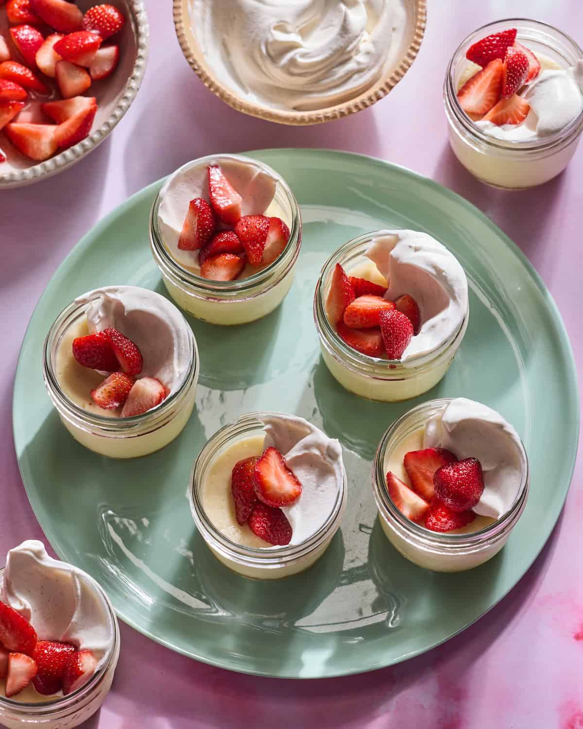 Mini Mason Jar Strawberry Cheesecakes