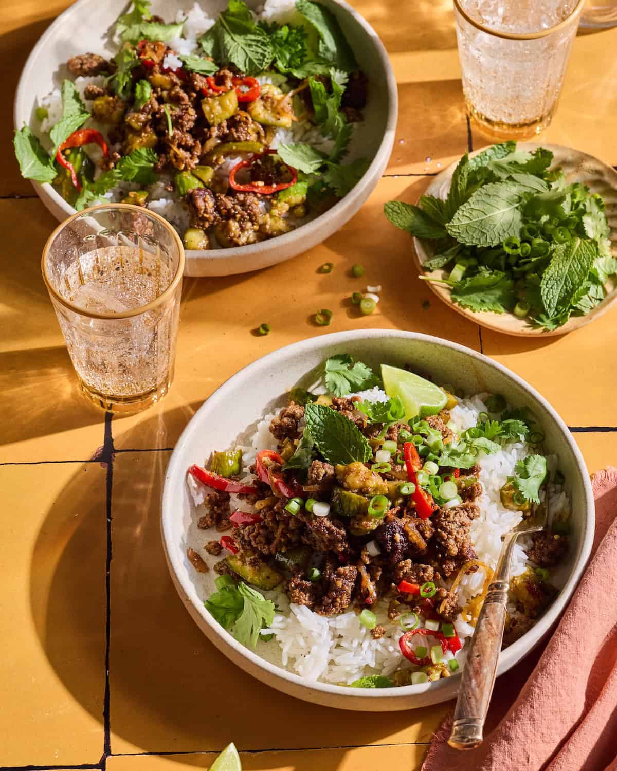 Spicy Beef Larb with Coconut Rice