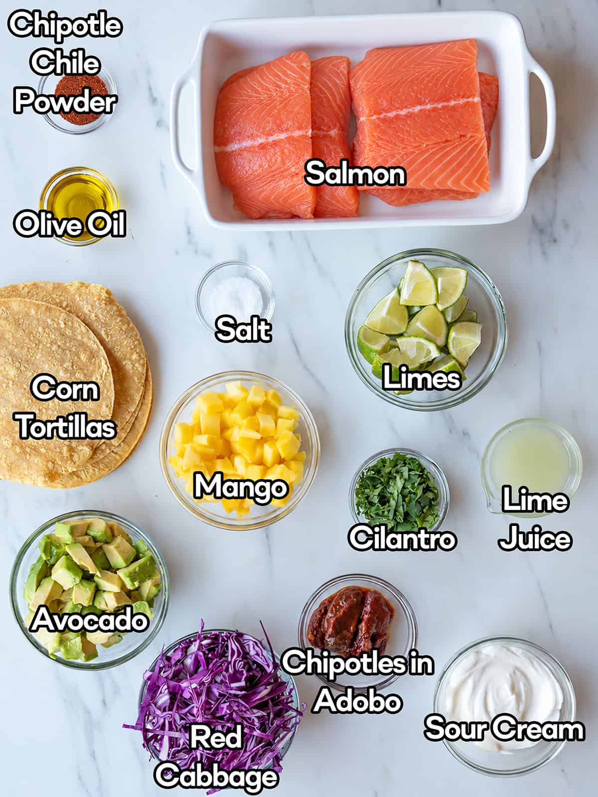 Ingredients for Chipotle Salmon Tacos