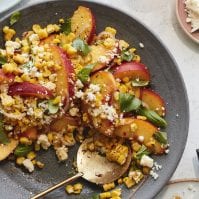 Grilled Corn and Stone Fruit Salad from www.whatsgabycooking.com (@whatsgabycookin)