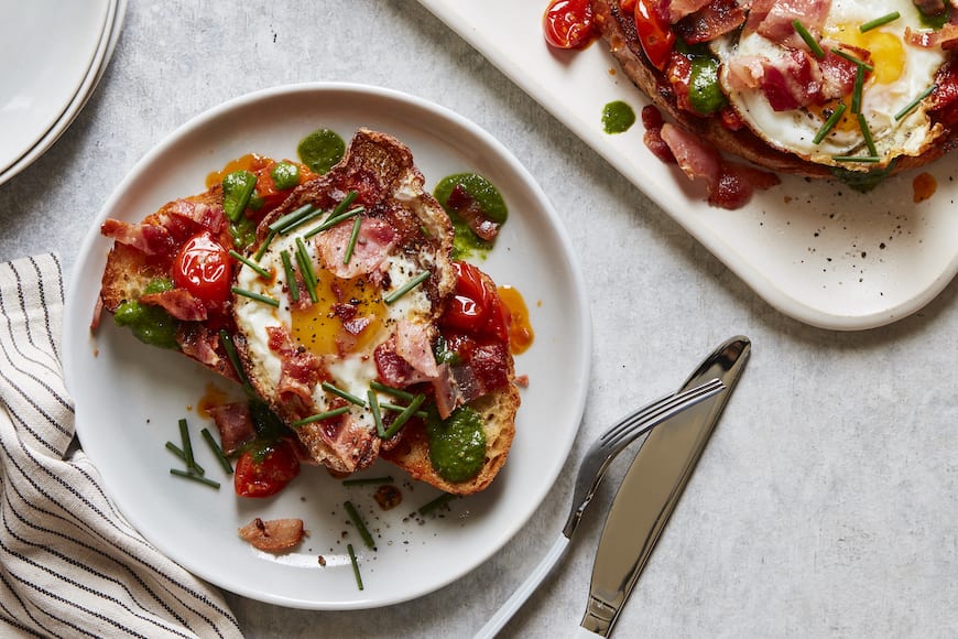 Fried Egg Sandwich with Tomato Confit from www.whatsgabycooking,com (@whatsgabycookin)