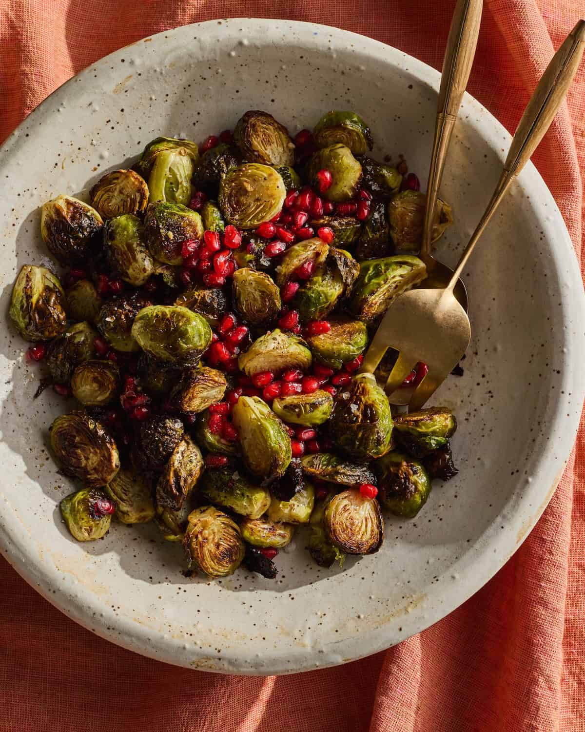 Roasted Brussels Sprouts Salad with Pomegranate Seeds