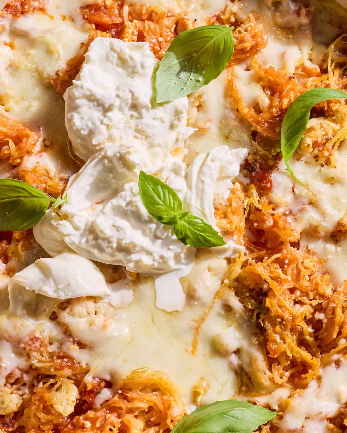 Cheesy spaghetti squash with basil