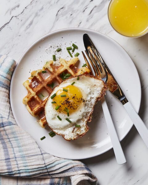 Savory Cheesy Herb Waffles - What's Gaby Cooking