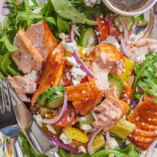 Greek Salad Salmon Bowls Recipe