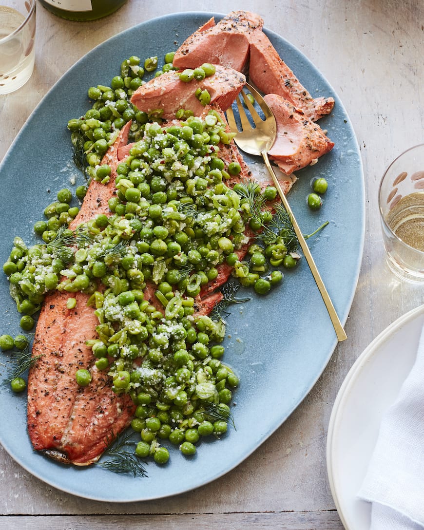 Broiled Salmon with Spring Peas