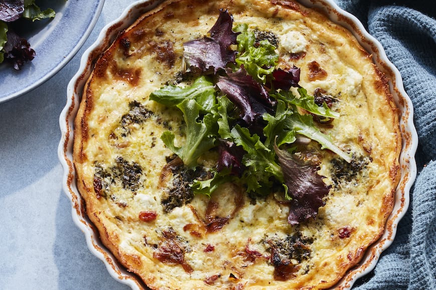 Sun Dried Tomato Goat Cheese Quiche from www.whatsgabycooking.com (@whatsgabycookin)