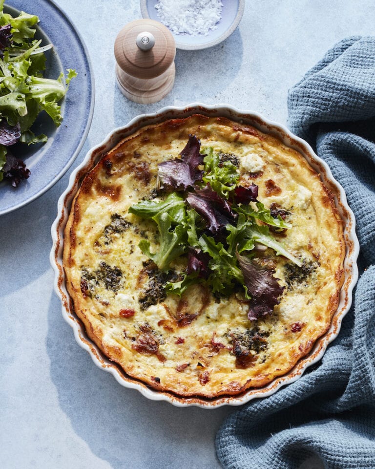 Sun Dried Tomato Goat Cheese Crustless Quiche What's Gaby Cooking