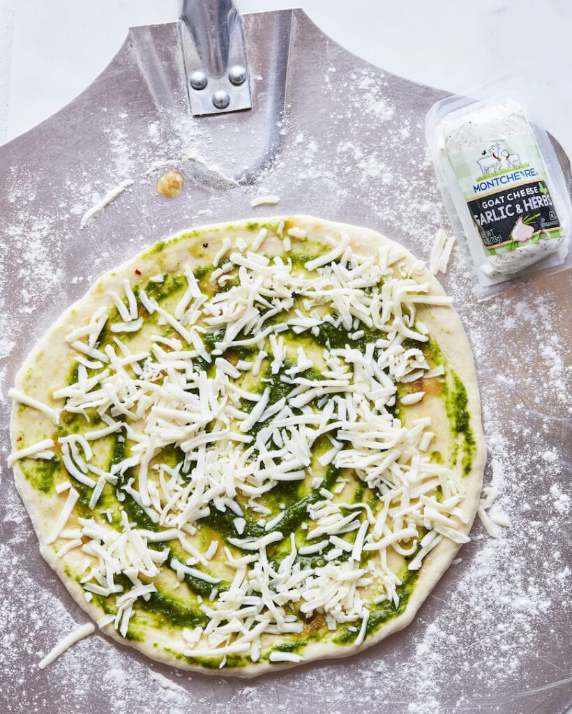 Roasted Garlic Goat Cheese Pizza With Basil Vinaigrette - What's Gaby ...