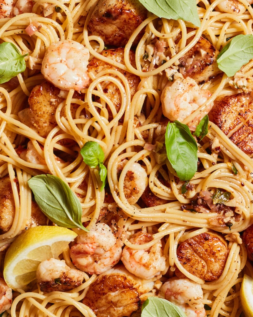 Summer Seafood Pasta With White Wine Sauce Whats Gaby Cooking