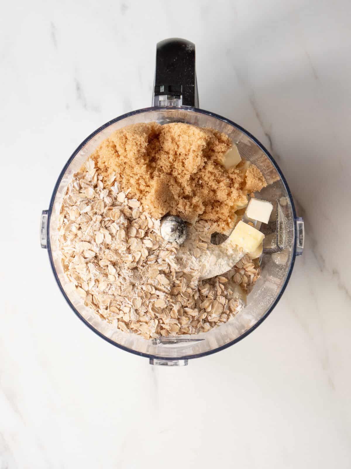 Ingredients in a food processor bowl